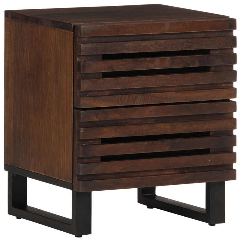 40cm W Steel Bedside Table, Dark Brown