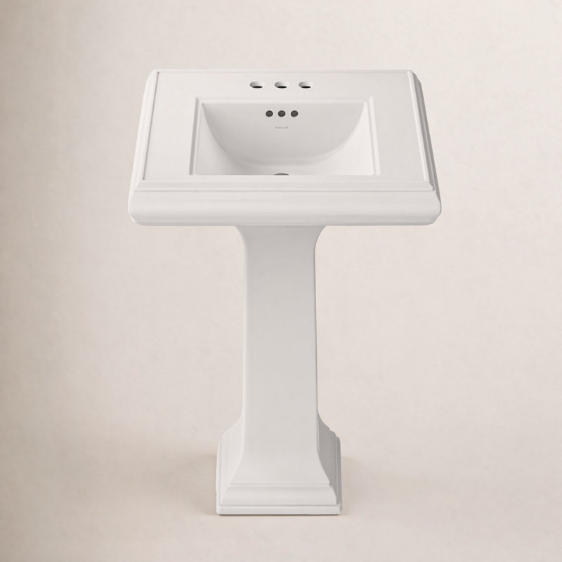 Memoirs 26.375" Tall Rectangular Pedestal Bathroom Sink with Overflow, White, Single Hole