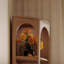 Armoire de coin en bois de noyer clair
