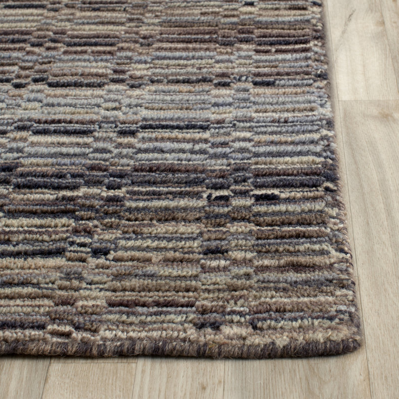 Hossain Hand Loomed Wool Striped Rug, Rectangle 8' x 10'