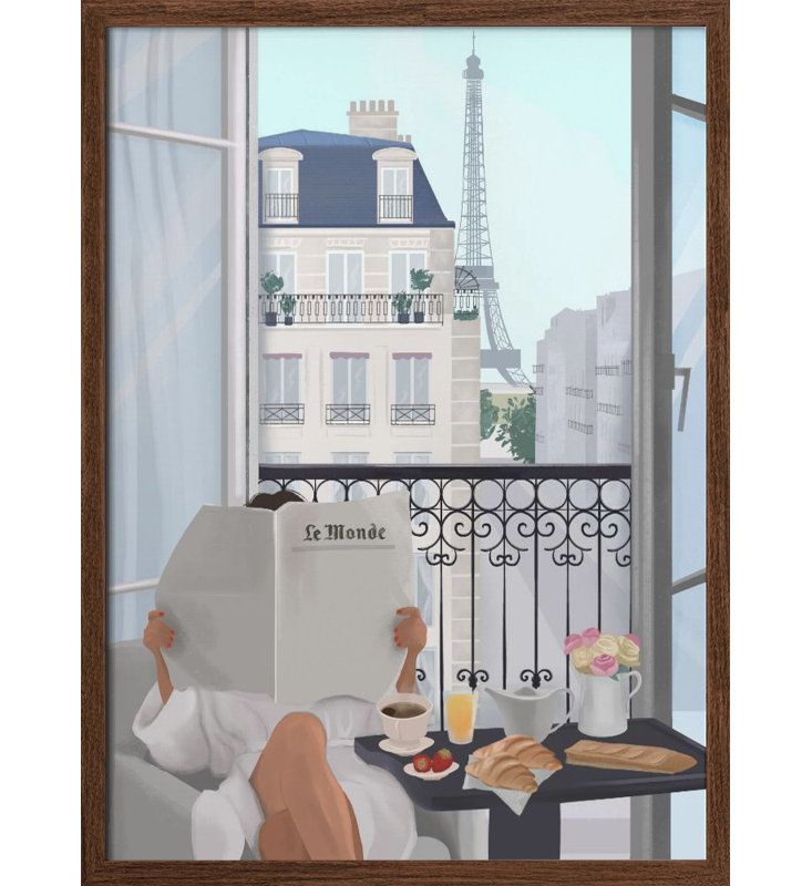 "Paris balcon", art mural texturé encadré, Noyer, H 40 po x l 30 po