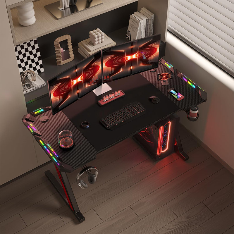 Labarbera Adjustable Metal Base Computer Desk with Power Outlet, 75" H x 160" W x 60" D
