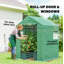 Small Greenhouse with Raised Garden Bed, Galvanised Walk-in Greenhouse with Roll Up Windows, 141 x 141 x 190 cm, Green
