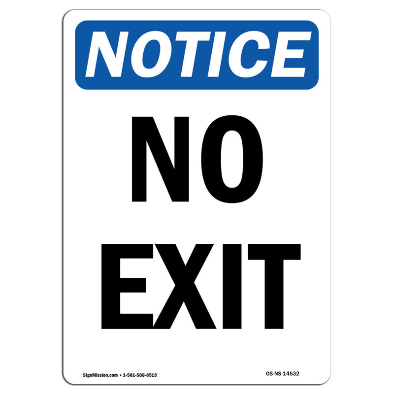 No Exit Aluminum Sign 18 x 24