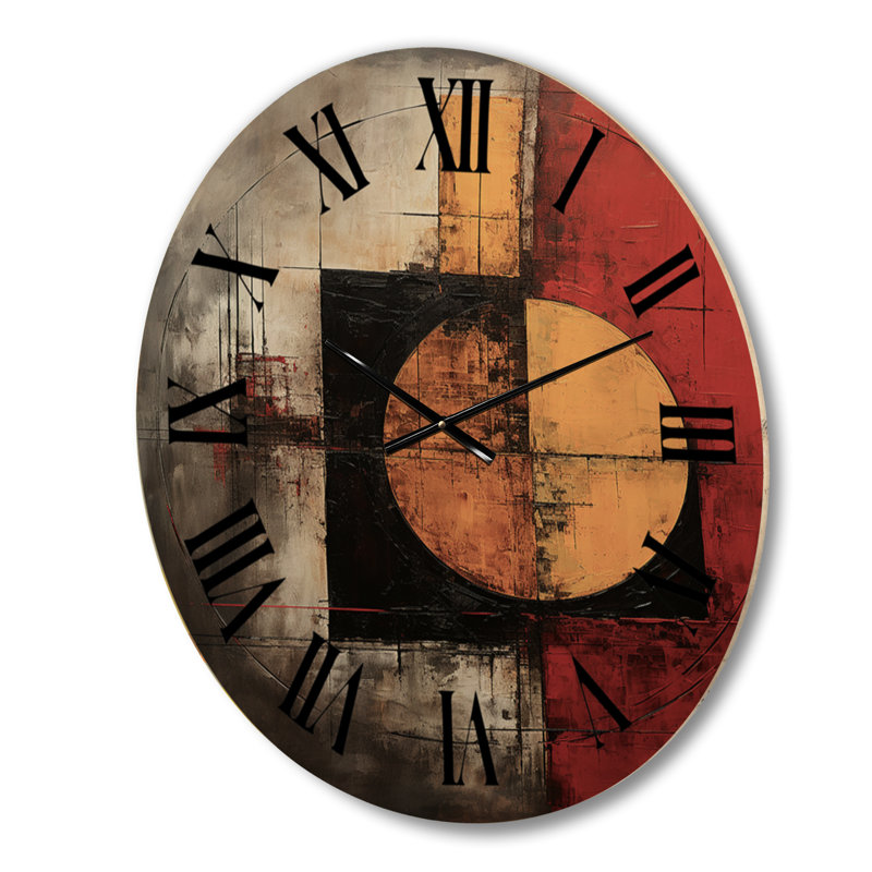 Horloge murale en bois belge avec abstrait géométrique VI - Modern Geometric, Grand
