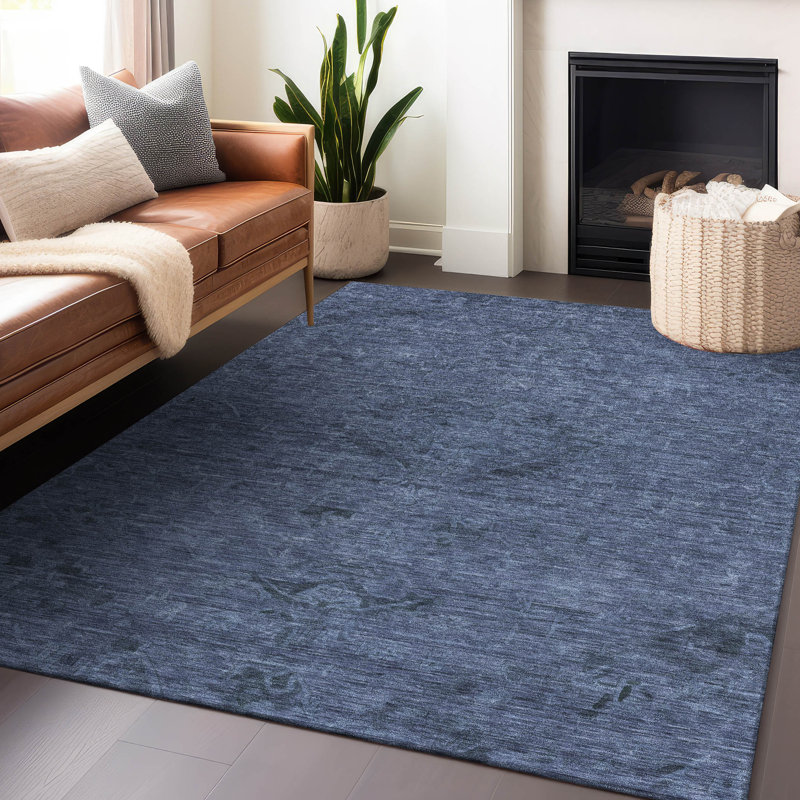Tapis d'intérieur / extérieur bleu marine Malia , 10 pi x 14 pi