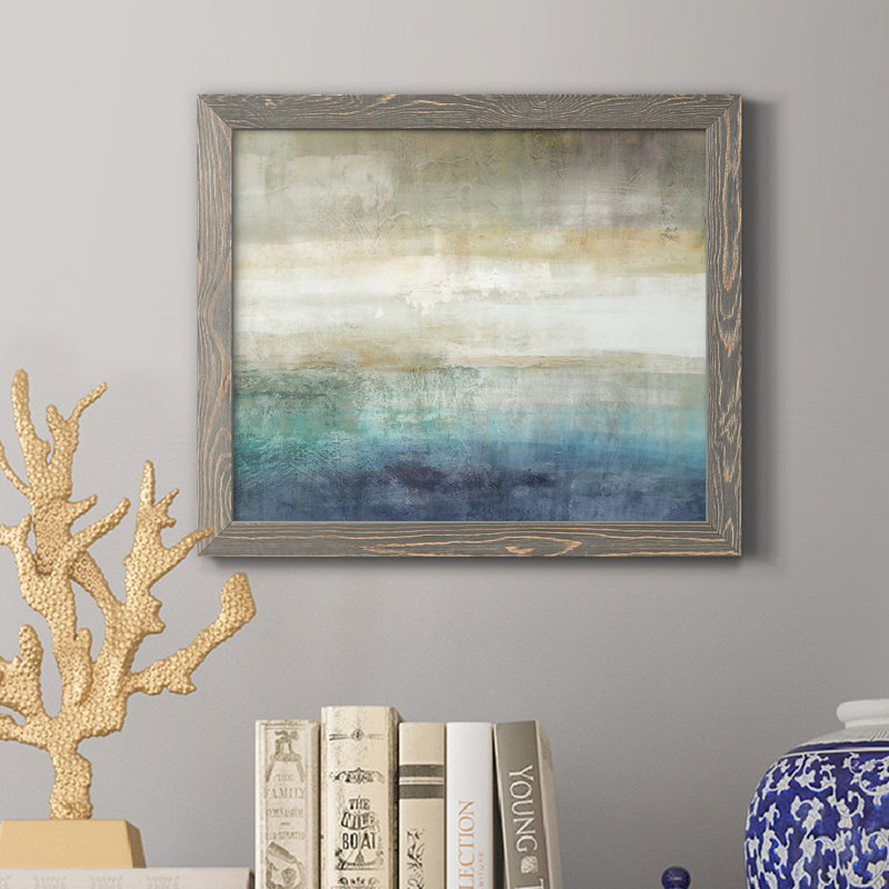 Mountain Lake - Reproduction d'art sur toile encadrée, H 20 po x l 17 po x P 1,5 po, gris