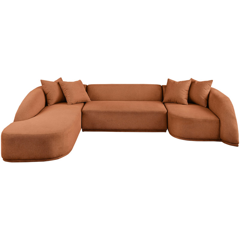 Canapé 122,5 po, Tissu de polyester cognac