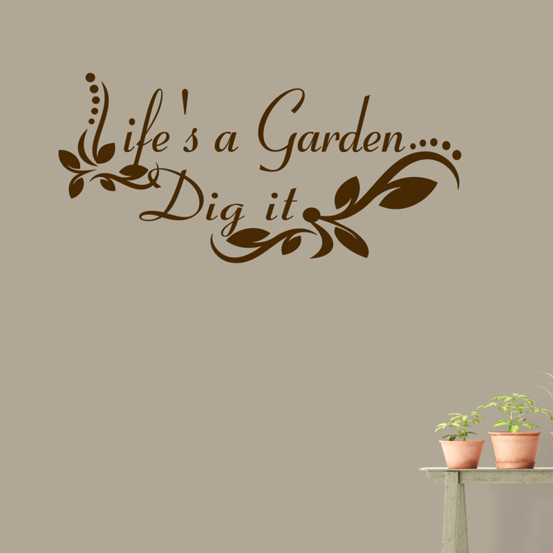 Adhésif mural « life a jardin », Brun chocolat