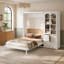 Lit escamotable avec armoire latérale réversible, portes en acrylique, quatre tiroirs et tablettes de rangement multiples pour un rangement optimal et un gain de place.-2022338038