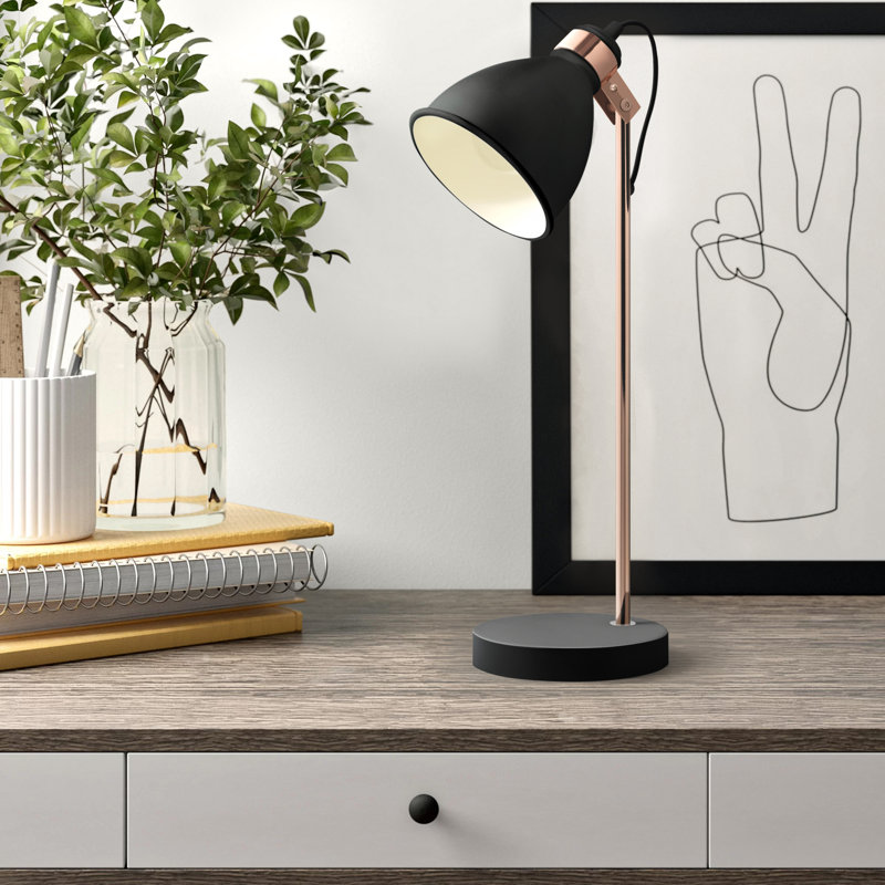 Azalea Metal Desk Lamp, Copper Base/Black Shade