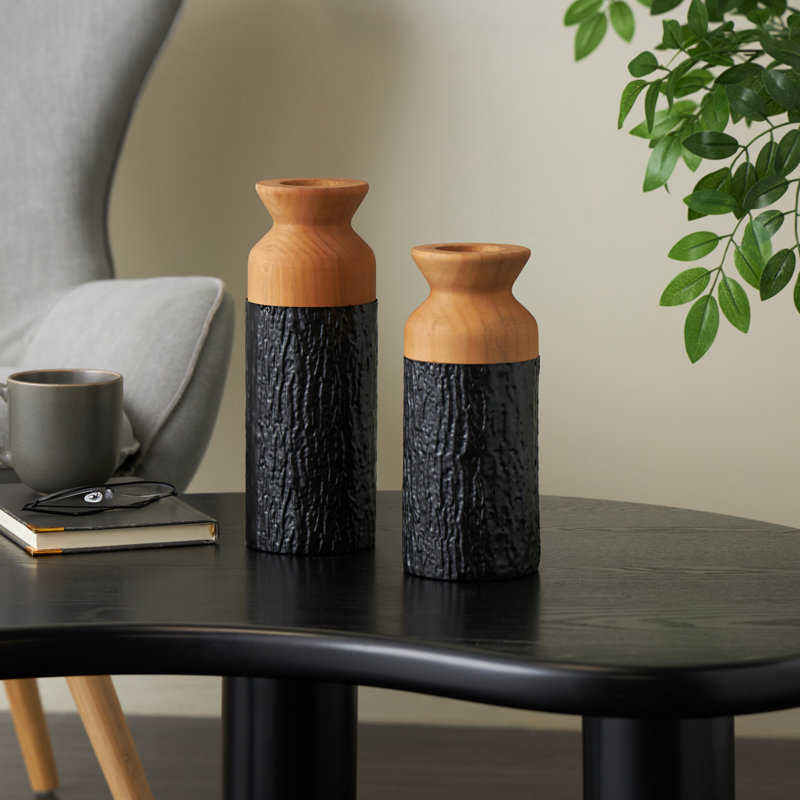 Vase décoratif à blocs de couleurs abstraits en métal Cole, H 11,15 po x l 4 po x P 4 po, Noir