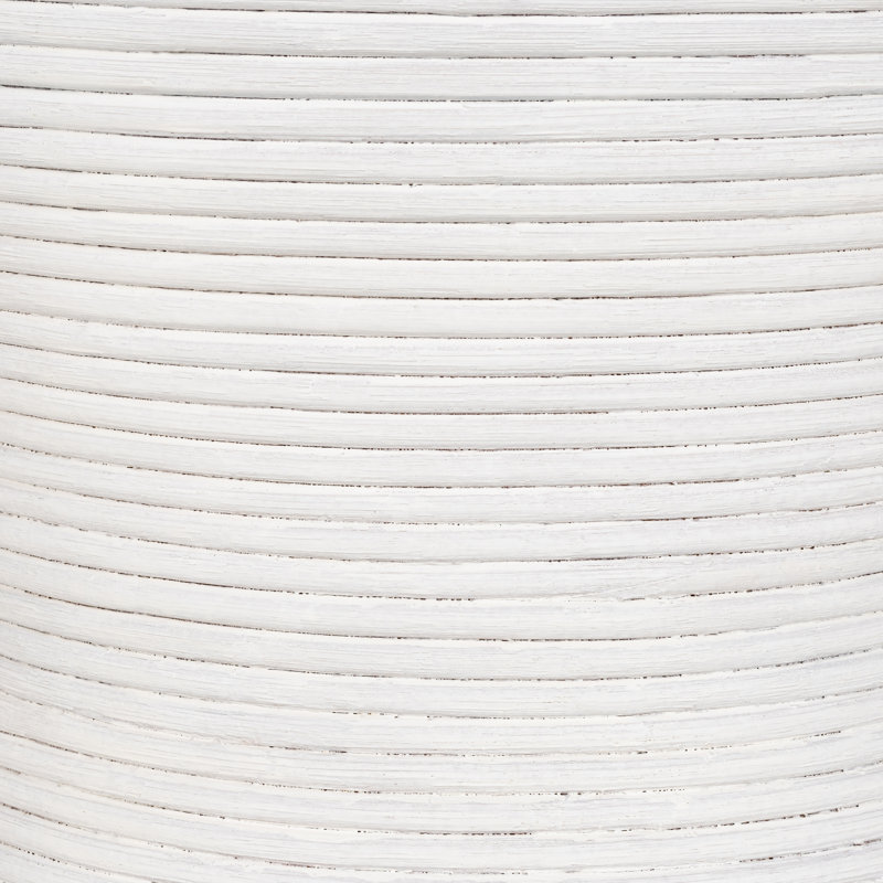 White Drum Shaped Coastal Wood Side Table