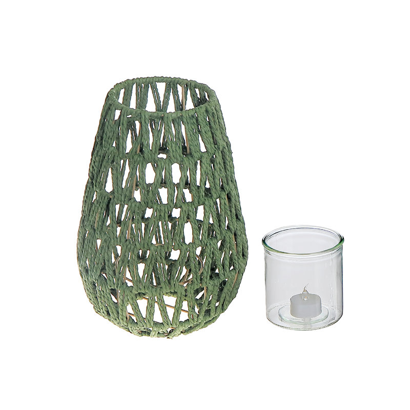 Lanterne en corde Nova - vert, H 12,2 po x l 8,7 po x P 8,7 po