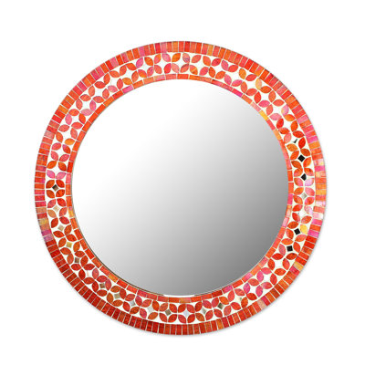 Wood Round Wall Mirror