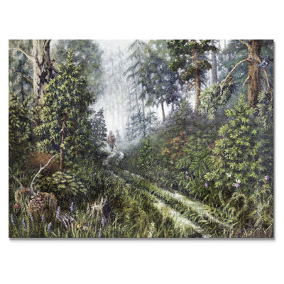 «Vintage Hunter Man In Mystic Forest», reproduction sur toile flottante