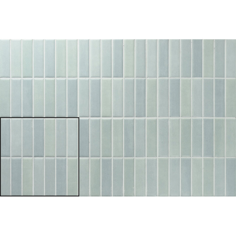 Kaleido 8"x8" Porcelain Brick Look Wall Tile, Aquamarine