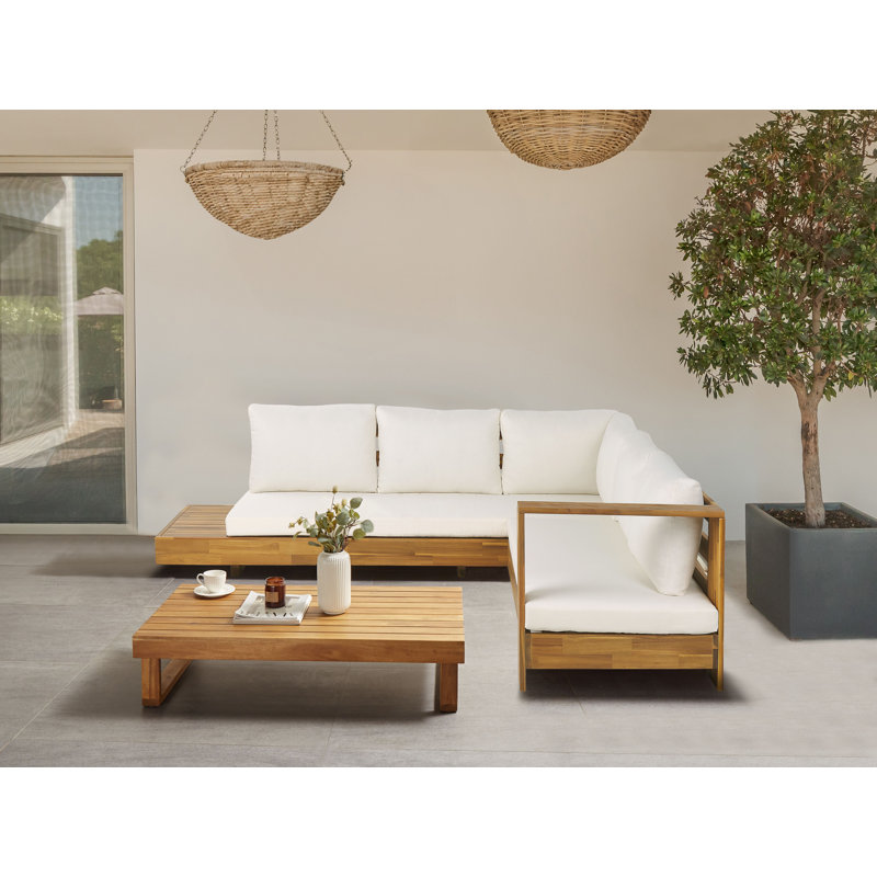 Amberlin Wicker 5 - Person Garden Lounge Set with Cushions, Left Hand