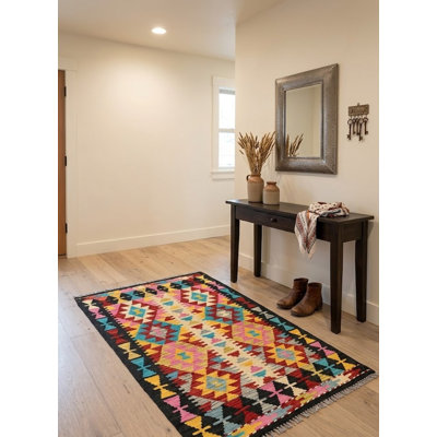 Macphail Multicolored Geometric Reversible Kilim 3X5 Handmade Oriental Rug