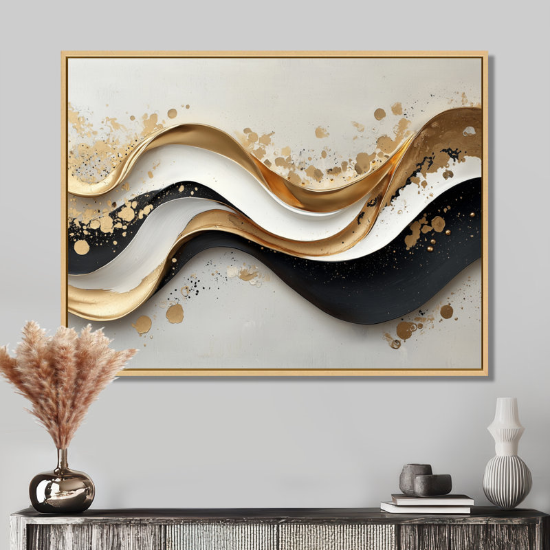 Art mural sur toile transitionnel moderne Goldern, Toile tendue, H 16 po x l 32 po, Ne s’applique pas