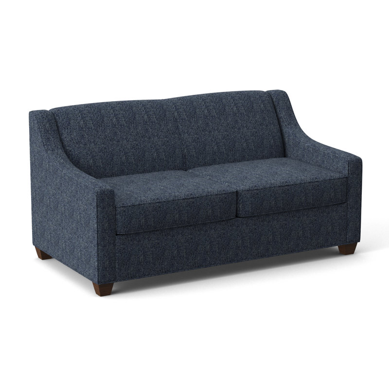 Phillips 68" Recessed Arm Sofa Bed with Reversible Cushions, Connelly Blue Jay, Montana Walnut, Hybrid
