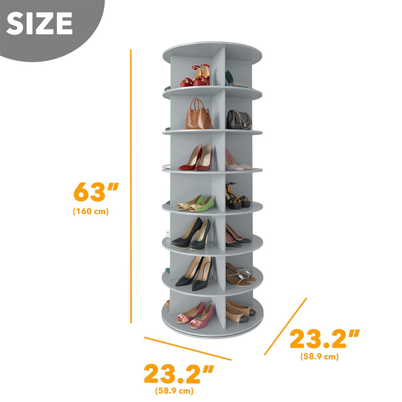 7-Tier 360° Rotating Shoe Rack Tower, Spinning Lazy Susan Shoe Storage Carousel for Closet Entryway, Gray