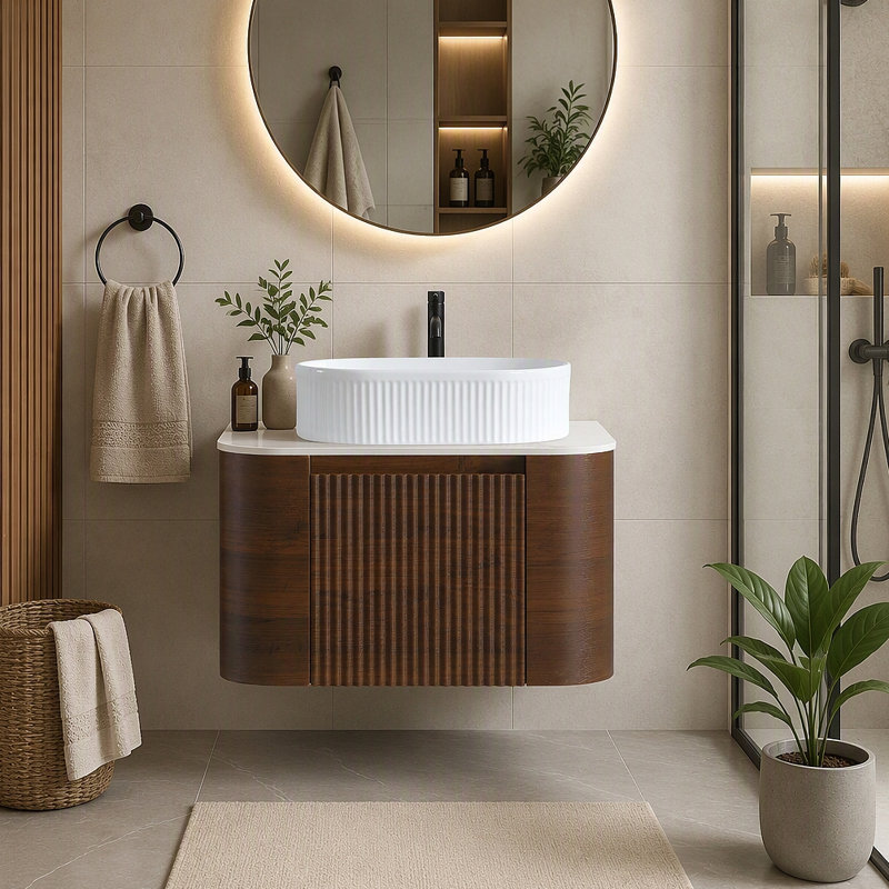 Meuble-lavabo 24 po avec lavabo, armoire murale avec porte-serviettes gratuit, lavabo simple en céramique ovale, sans bonde ni robinet, pré-assemblé