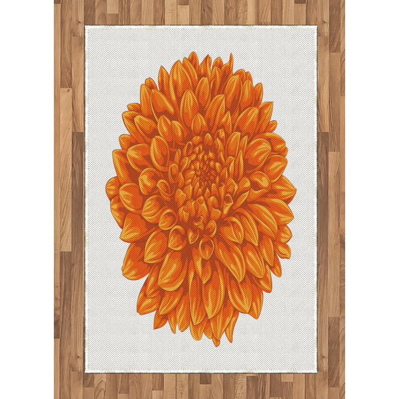 Tapis décoratif orange à haute densité de fibres longues en polyester, Rectangle— 4 pi x 5 pi 8 po