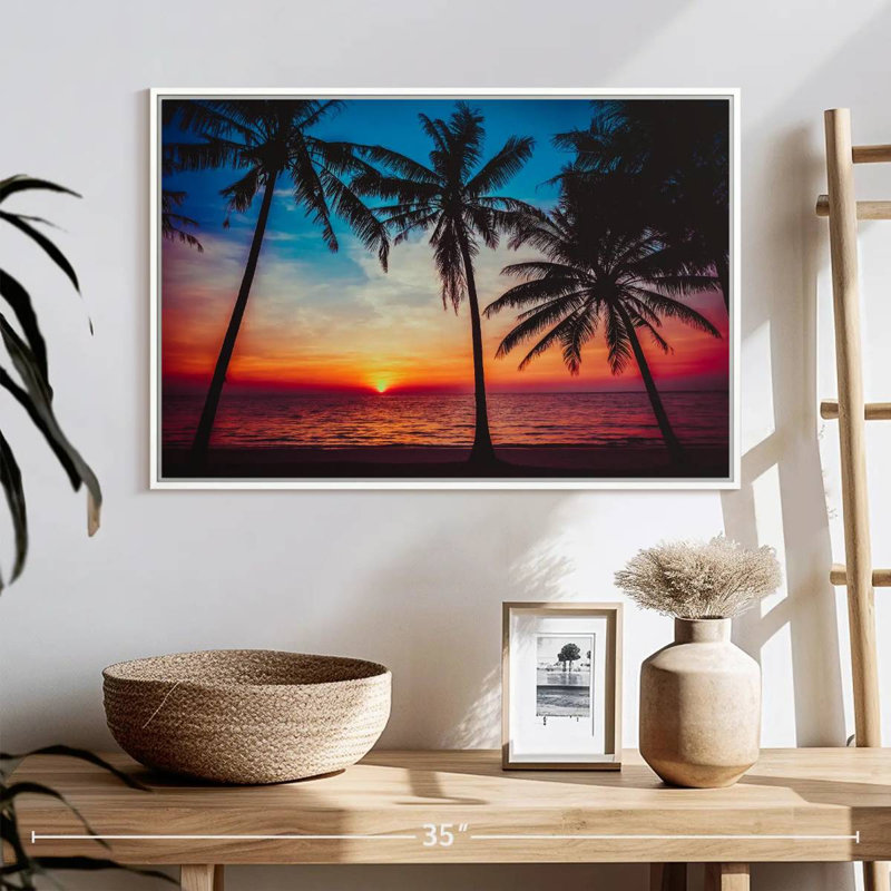Coucher de soleil parfait sur Aurelus, Cadre flottant blanc, H 29 po x l 43 po