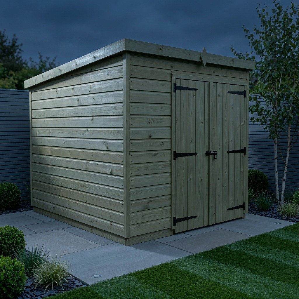 Total Sheds 6ft x 10ft Pent Garden Shed - Double Door - No Windows - Pressure Treated Timber - UK Manufactured