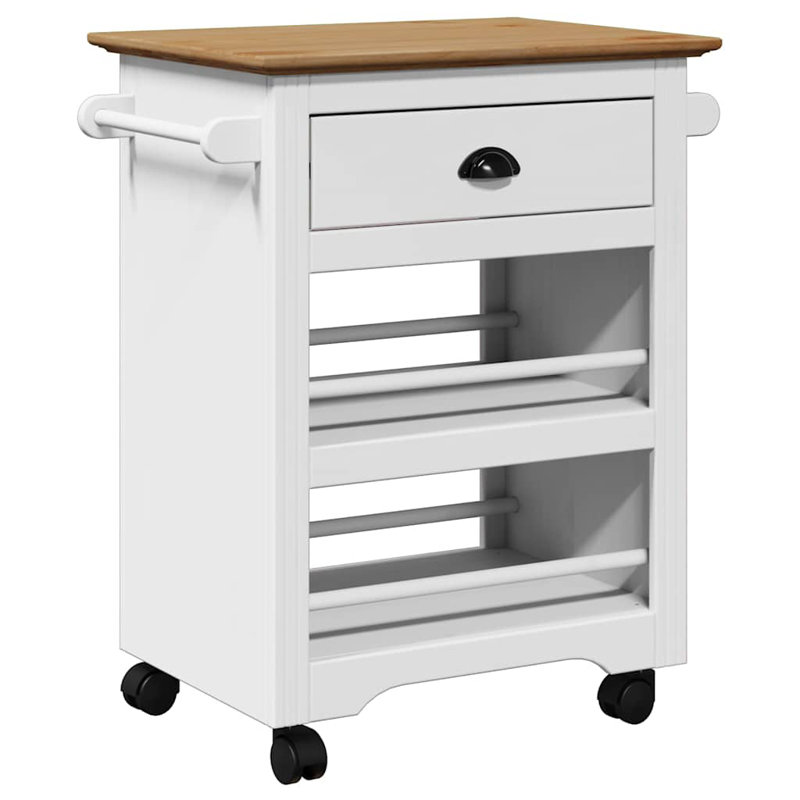 Kitchen Serving Cart, White/Brown