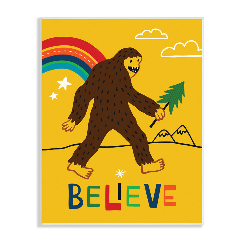 «Whimsical Believe Expression Happy Sourire Big Foot» par Nina Seven - impression, H 19 po x l 13 po, Bois