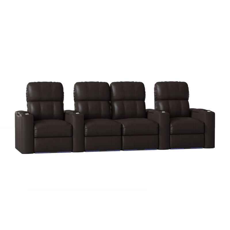 Upholstered Home Theater Seating with Cup Holder, Manual, Luxe Espresso