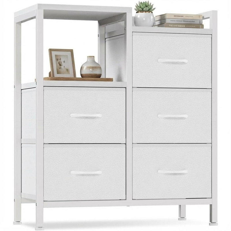 5 Drawer Mobile File Cabinet with Open Storage Shelf - Rolling Printer Stand, Fabric Lateral Filing Cabinet, Fits A4 or Letter Size Files, Office Filing Cabinet, 5 Drawer Filing Cabinet