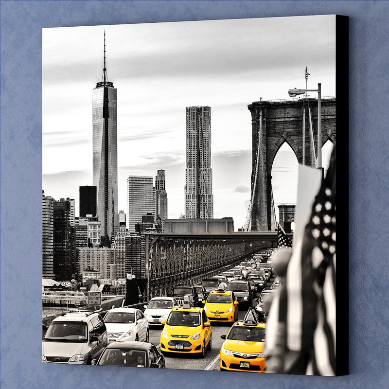 «Taxis in New York», reproduction de photo sur toile tendue, H 14 po x l 14 po x P 2 po