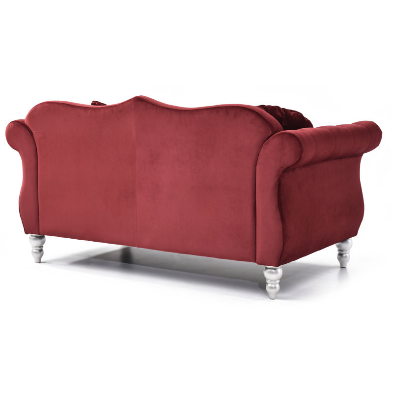 Clouser 67'' Velvet Loveseat, Red
