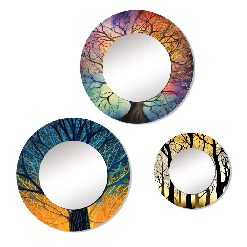 Miroir mural rond en aluminium
