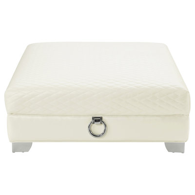Carré blanc rembourré avec des pieds élégants, un rembourrage doux pour un coin salon confortable, des tables idéales, une profondeur de 40 pouces et une pièce de décoration moderne, 17 po de hauteur