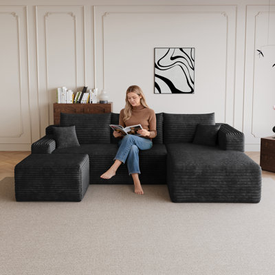 Canapé modulaire en velours côtelé 95 pouces