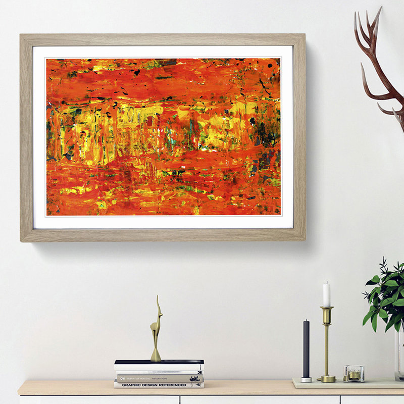 Abstract Art Painting Vol.174 by S.Johnson - Framed Print, 36cm H x 48cm W x 2cm D, Oak Framed