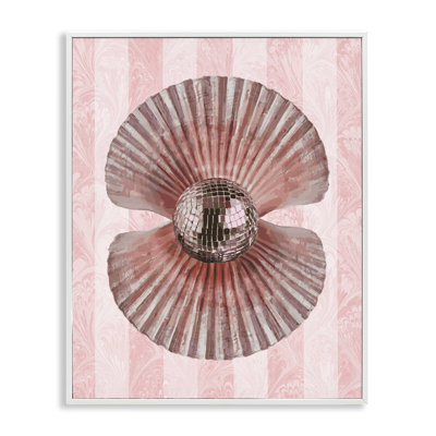 Perle disco dans une coquille de palourde, estampe numérique, design par Lil 'Rue