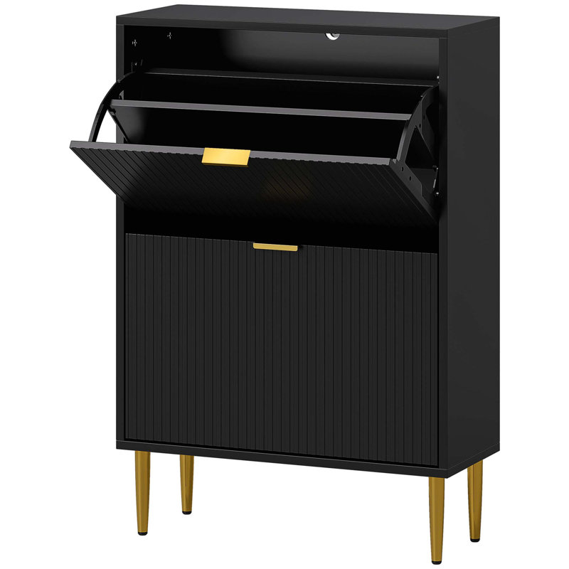 Flip Down Shoe Storage, 91cm H x 60cm W x 24cm D, Black