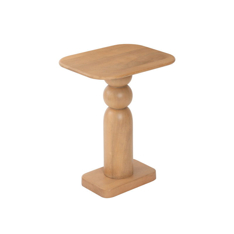 Arquita Solid Wood Pedestal End Table, Blonde Natural