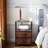 2PCS Nightstand With Charging Station,Modern Side End Table With USB Ports And Outlets End Table With 2 Fabric Drawers With Open Shelf  For Bedroom Living Room, Brown