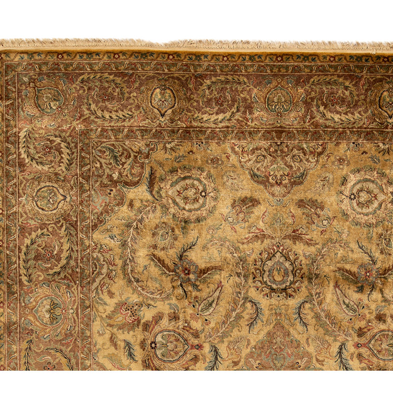 High-Quality Hand-Knotted Gold And Brown Area Rug