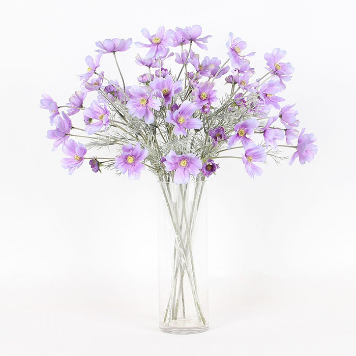 Tige de cascade en soie cosmos, Mauve clair, 5 tiges