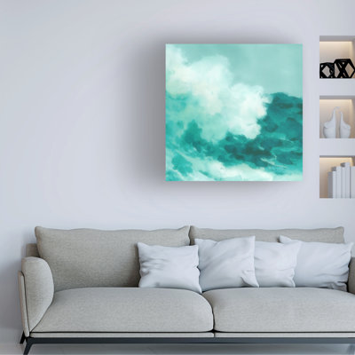 Art mural sur toile tendue - "Whispering Waves I" de Melissa Wang pour décoration de salon, de chambre à coucher ou de bureau - 24 x 24