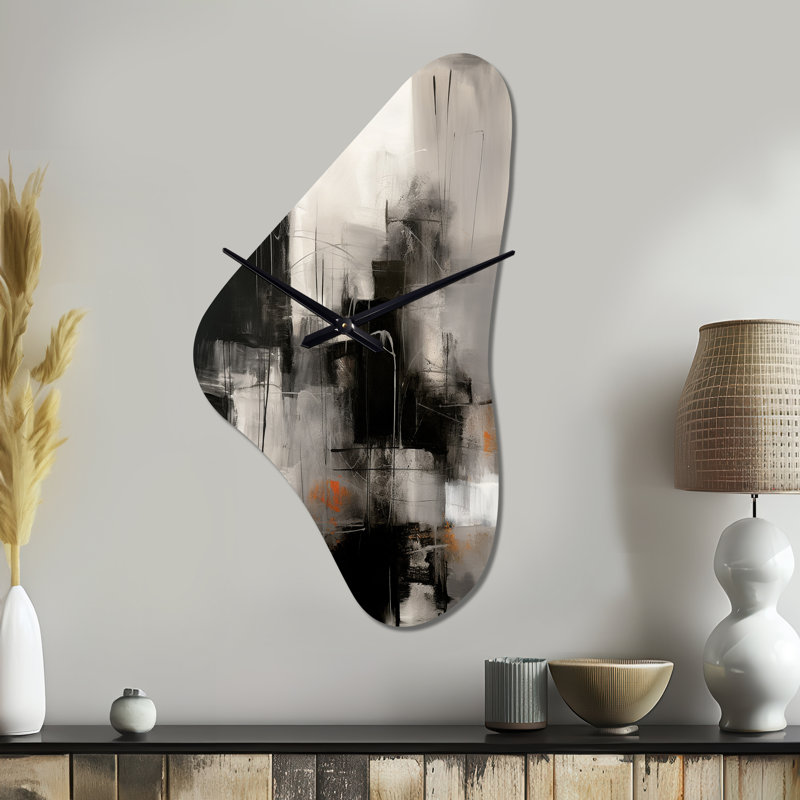 Horloge murale en métal noir Mid Century Fusion I - Mid-Century, Moyenne