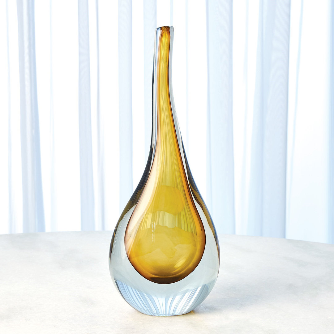 Stretched Neck Vase-Amber-Lg Global Views