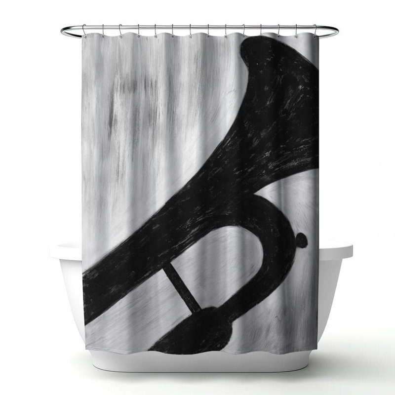Shower Curtain MU22 – Polyester Shower Curtain, Dye Sublimation Print, 71" W × 74" L